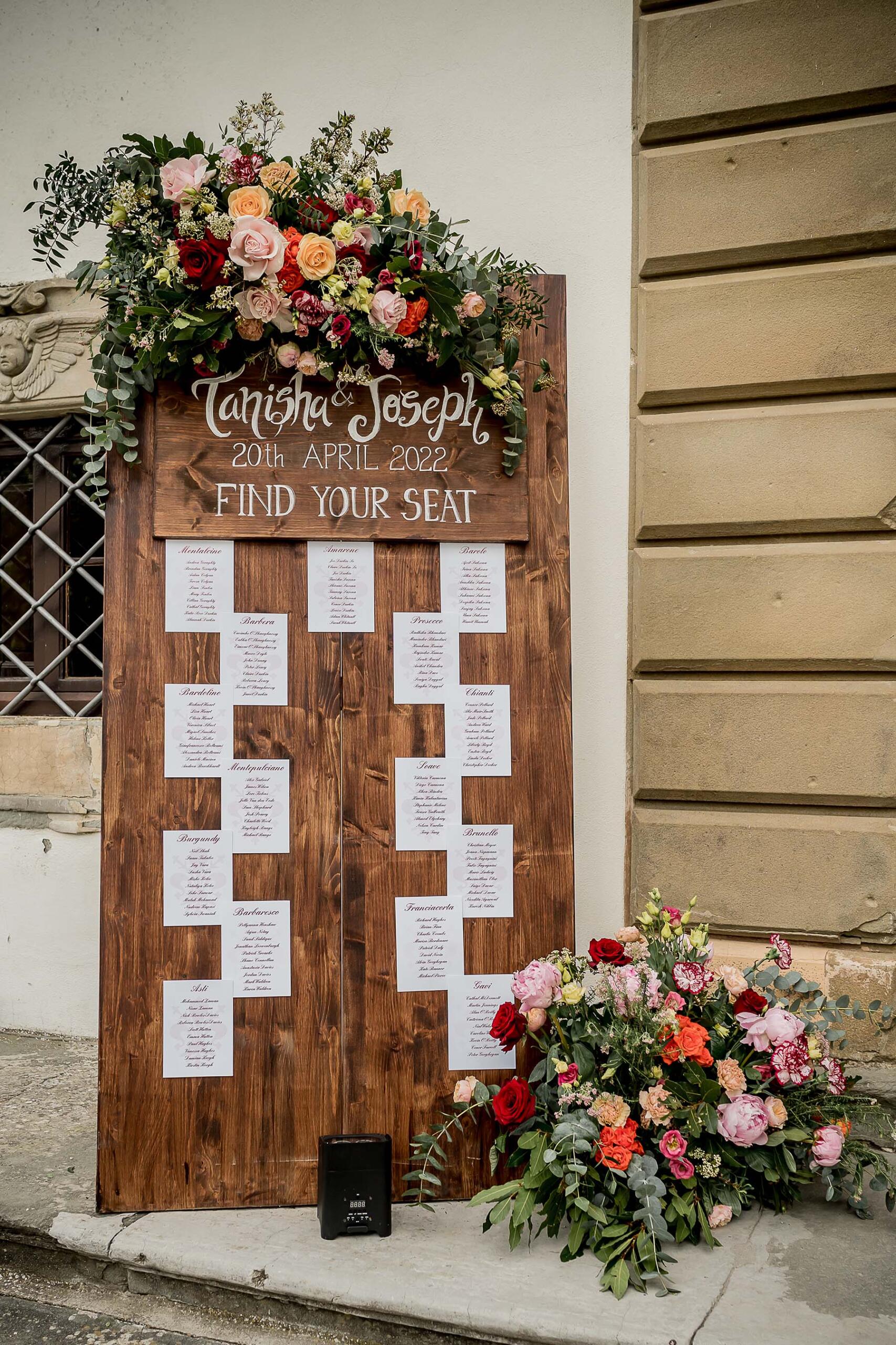 Tableau de mariage con fiori - Alberto Menegardi Flower Designer